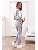 Comfortable tracksuit, sweatshirt with a stand-up collar and pants, pink and gray 01039 - Online store - Boutique